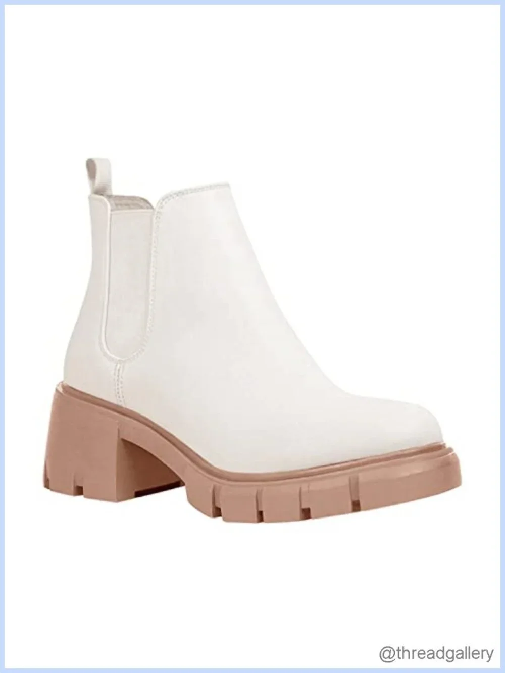 Lug Sole Platform Ankle Booties Chelsea Slip On Chunky Block Heel Leather